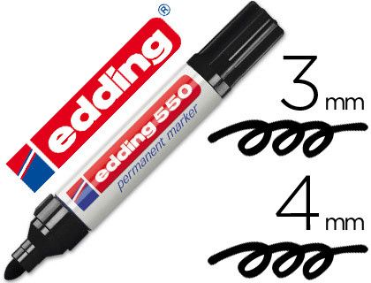 EDDING 550 Marcador Permanente Punta Conica Trazo 3-4 Mm. Recargable Negro Ref. 550-01