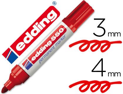 EDDING 550 Marcador Permanente Punta Conica Trazo 3-4 Mm. Recargable Rojo Ref. 550-02