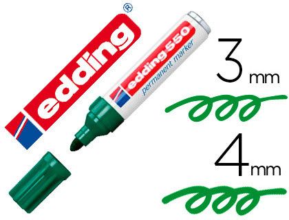 EDDING 550 Marcador Permanente Punta Conica Trazo 3-4 Mm. Recargable Verde Ref. 550-04