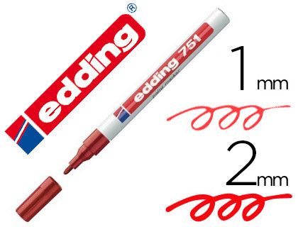 EDDING 751 Marcador Permanente Tinta Opaca Punta Conica Trazo 1-2 Mm Rojo Ref. 751-02