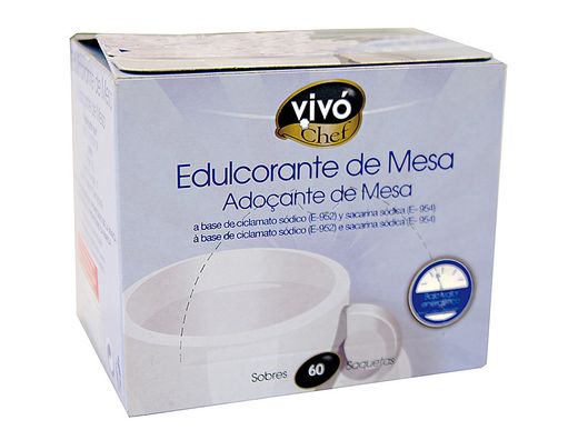 Edulcorante Vivochef de Facil Disolucion Caja de 60 Sobres