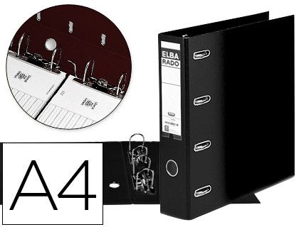 ELBA Archivador Doble Mecanismo de Palanca Rado Plast A4 Lomo 75mm Negro 100551851