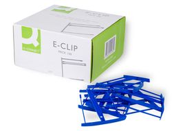 Encuadernador Fastener Q-Connect Plastico E-Clips Color Azul Caja de 100 Unidades