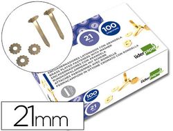 Encuadernadores Liderpapel 21 mm con Arandela -Latonados -Caja de 100