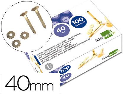 Encuadernadores Liderpapel 40 mm con Arandela -Latonados -Caja de 100