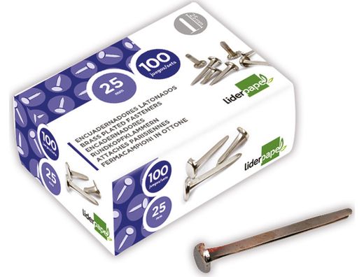 Encuadernadores Liderpapel N.5 25 mm -Caja de 100 Niquelados