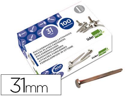 Encuadernadores Liderpapel N.7 31 mm -Caja de 100 Niquelados