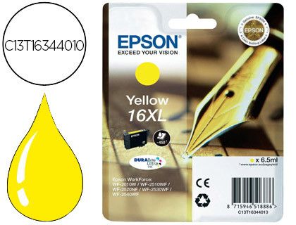 EPSON cartucho inkjet amarillo DURABRI 16XL 450P WF-20XX/25XX/26XX/27XX C13T16344012
