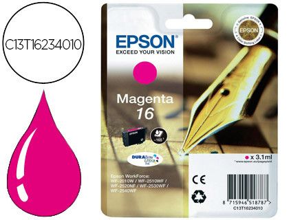 EPSON cartucho inkjet magenta DURABRITE 16 165P WF-20XX/25XX/26XX C13T16234012