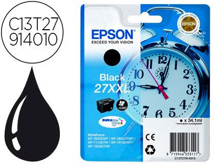 EPSON cartucho inyección negro 34,1ml 2200 pg 27XXL WF-3620DWF/3640DTWF/7110DTW/76XXDWF C13T27914012