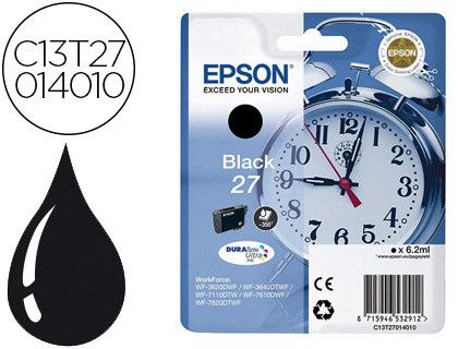 EPSON cartucho inyección negro 3,6ml 350 páginas 27 WF-3620DWF/3640DTWF/7110DTW/76XXDWF C13T27014012