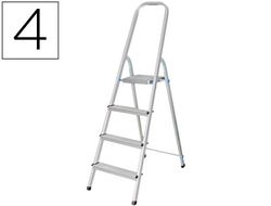 Escalera Q-Connect de Aluminio 4 Peldaños 860X462X1470 mm Peso Maximo 150 Kg En-131