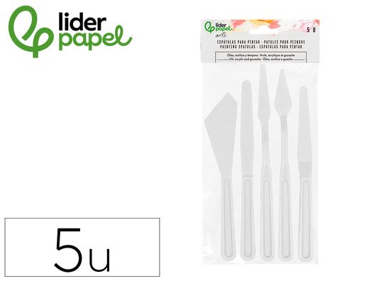Espatula para pintura liderpapel de plastico juego de 5 unidades tamańos surtidos