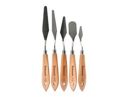 Espatula para pintura liderpapel metalica mango de madera juego de 5 unidades tamańos surtidos certificado