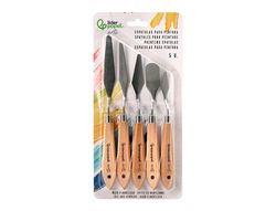 Espatula para pintura liderpapel metalica mango de madera juego de 5 unidades tamańos surtidos certificado