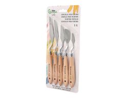 Espatula para pintura liderpapel metalica mango de madera juego de 5 unidades tamańos surtidos certificado