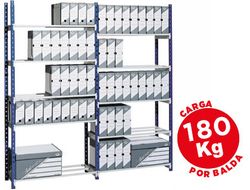 Estanteria Fast-Paperflow Metalica Azul 5 Estantes Gris 180Kg Por Estante 900Kg Por Modulo 200X100X35Cm Base