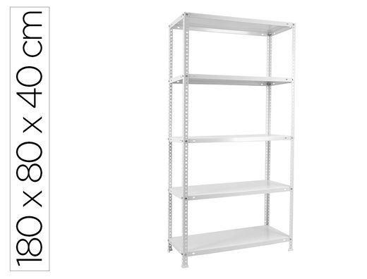 Estanteria metalica simonrack kits advantage mini 5/400 color blanco 5 estantes 75 kg por estante 180x80x40 cm