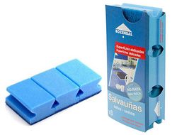 Estropajo Salvauñas Azul Bicapa Pack de 3 Unidades
