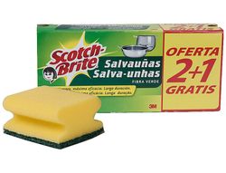 Estropajo Salvauñas Scotch Brite Fibra Verde Paquete 3X2