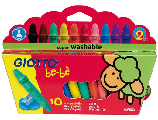 Estuche 10 super ceras giotto be-be lavables colores variados Fila