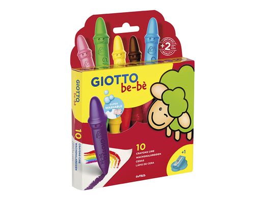 Estuche 10 super ceras giotto be-be lavables colores variados Fila