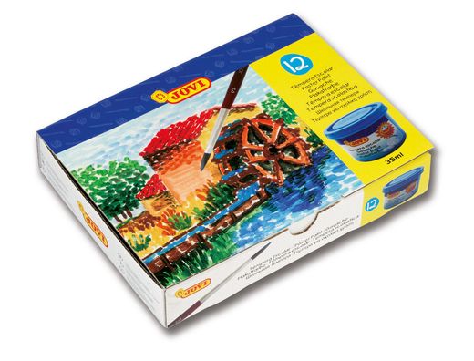 Estuche 12 botes temperas colores variados Jovi