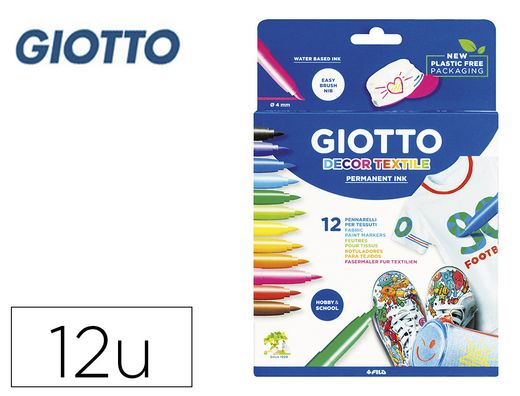 Estuche 12 rotuladores giotto decoración textil colores variados Fila