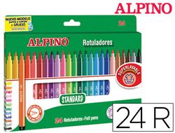 Estuche 24 rotuladores de colores punta fina Alpino