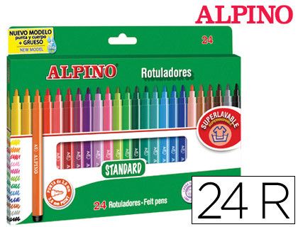 Estuche 24 rotuladores de colores punta fina Alpino
