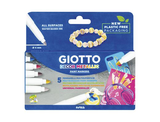 Estuche 5 rotuladores giotto decoración metal colores variados Fila