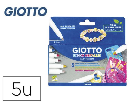 Estuche 5 rotuladores giotto decoración metal colores variados Fila