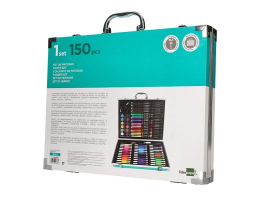 Estuche de pintura liderpapel aluminio 150 piezas maletin 37,8x29,7x4,6 cm