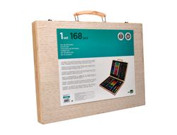 Estuche de pintura liderpapel madera 168 piezas maletin 39,3x30x4,8 cm