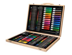 Estuche de pintura liderpapel madera 168 piezas maletin 39,3x30x4,8 cm