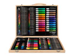 Estuche de pintura liderpapel madera 168 piezas maletin 39,3x30x4,8 cm
