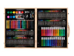 Estuche de pintura liderpapel madera 168 piezas maletin 39,3x30x4,8 cm