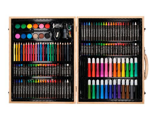 Estuche de pintura liderpapel madera 168 piezas maletin 39,3x30x4,8 cm