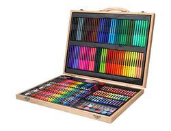 Estuche de pintura liderpapel madera 245 piezas maletin 49x36,6x4,5 cm