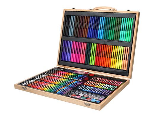 Estuche de pintura liderpapel madera 245 piezas maletin 49x36,6x4,5 cm