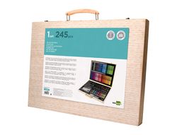 Estuche de pintura liderpapel madera 245 piezas maletin 49x36,6x4,5 cm
