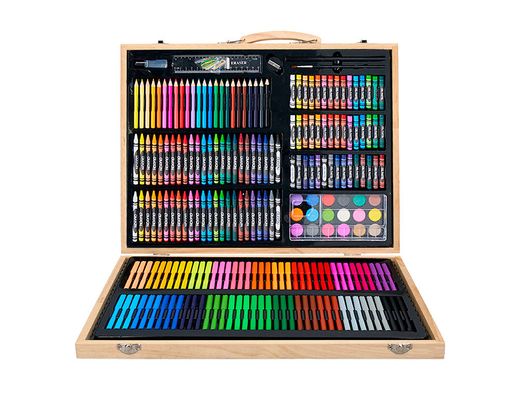 Estuche de pintura liderpapel madera 245 piezas maletin 49x36,6x4,5 cm