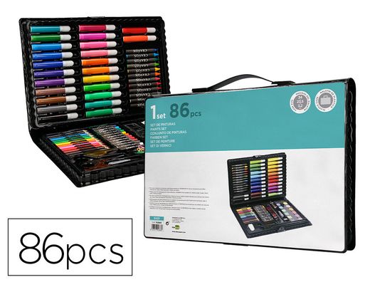 Estuche de pintura liderpapel plastico 86 piezas 34x23x3,2 cm