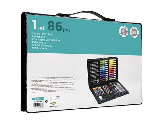 Estuche de pintura liderpapel plastico 86 piezas 34x23x3,2 cm