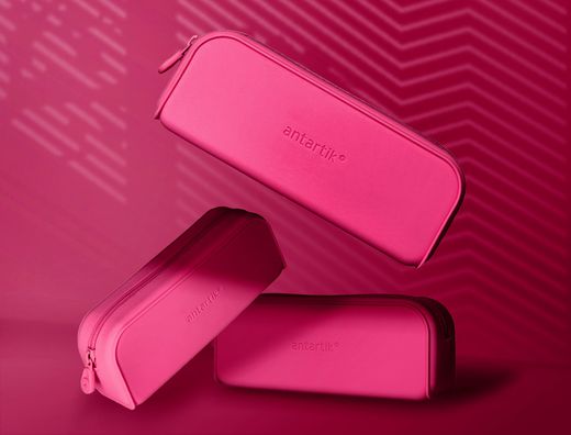 Estuche portatodo antartik prisma silicona soft rectangular 185x50x75 mm rosa fucsia