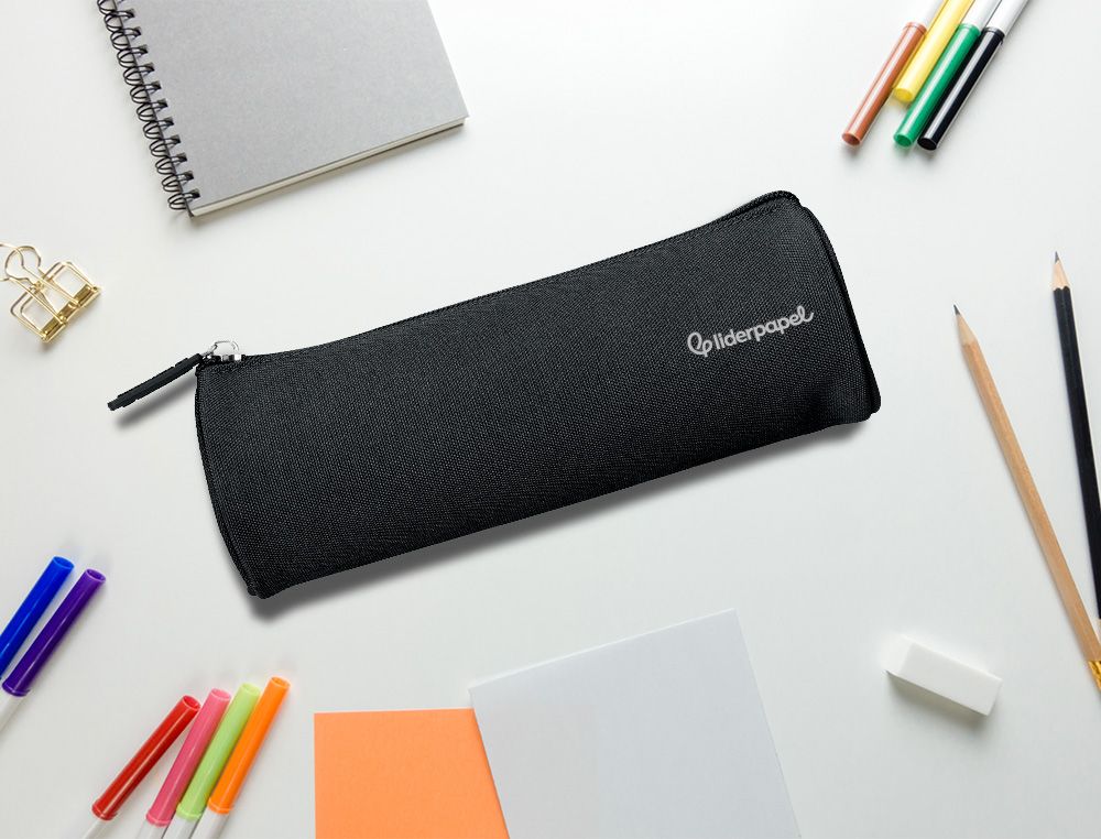 Estuche portatodo liderpapel classic cilindrico ancho 210x70mm negro