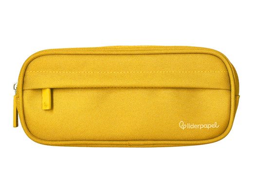 Estuche portatodo liderpapel classic ovalado 2 cremalleras con bolsillo delantero 210x90mm amarillo