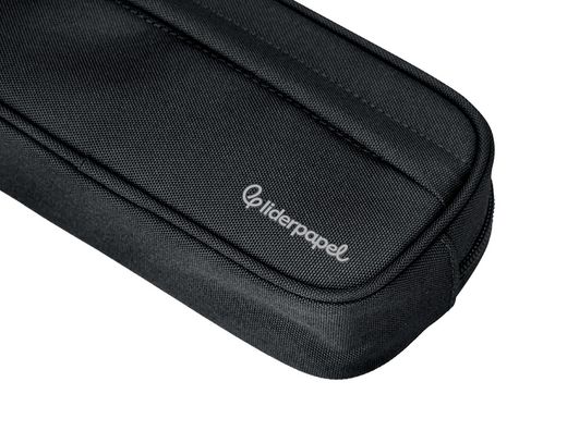 Estuche portatodo liderpapel classic ovalado 2 cremalleras con bolsillo delantero 210x90mm negro