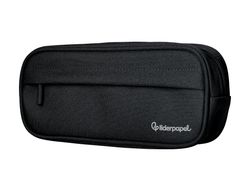 Estuche portatodo liderpapel classic ovalado 2 cremalleras con bolsillo delantero 210x90mm negro