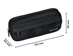Estuche portatodo liderpapel classic ovalado 2 cremalleras con bolsillo delantero 210x90mm negro